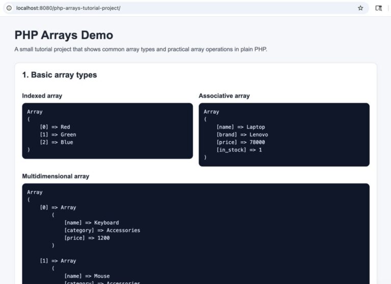 PHP Arrays in PHP 8: Indexed, Associative, Multidimensional Arrays with ...