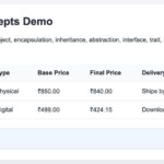 PHP OOP concepts demo output page