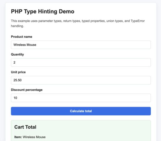 PHP type hinting demo 