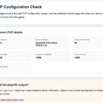 PHP phpinfo output showing version and configuration information