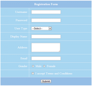 error message in php form validation