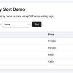 PHP array sort products by price demo output