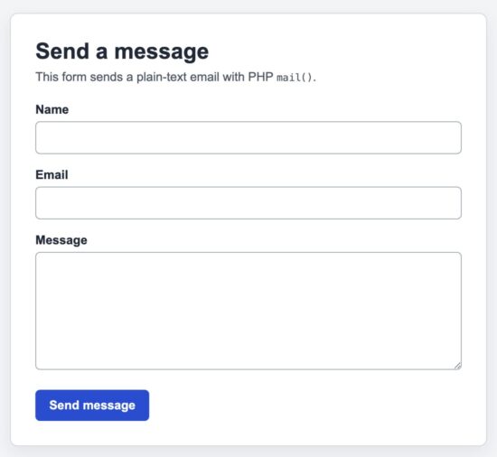 PHP mail function contact form example