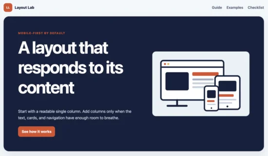 Responsive web design demo shown in narrow mobile and wide desktop layouts
