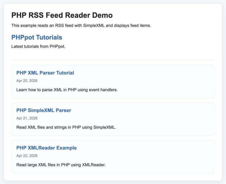 PHP RSS Feed Reader: Read and Display RSS Items - PHPpot