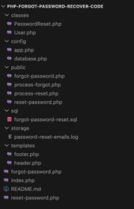 Forgot password project structure