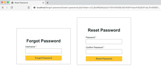 Html code for password recovery