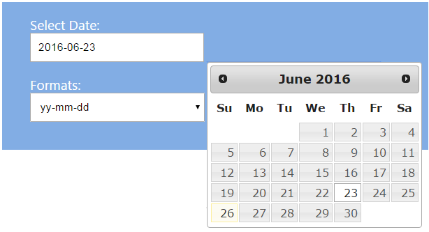 Input date. Select Date. Select a Date or select Date. Date format Monterey.