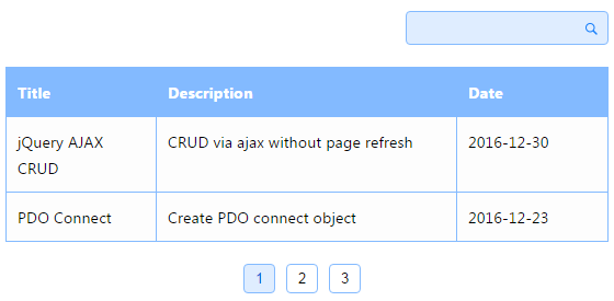 Screenshot - PHP Search and Pagination using PDO