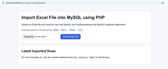 Sample Excel file with name email and phone columns for PHP import