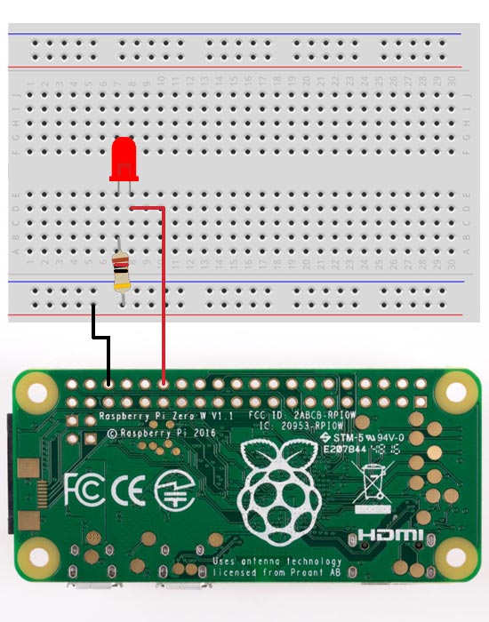 Raspberry Pi Circuit Diagram for LED On / Off