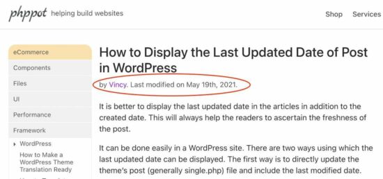 Last updated date display wordpress