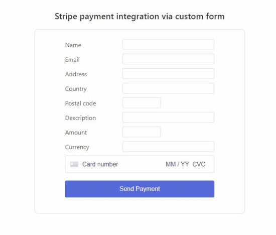 stripe payment integration custom form