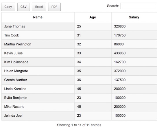 Export DataTables Data using PHP and MySQL