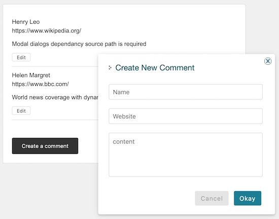 Add Edit Comments using jQuery Dialogify Output