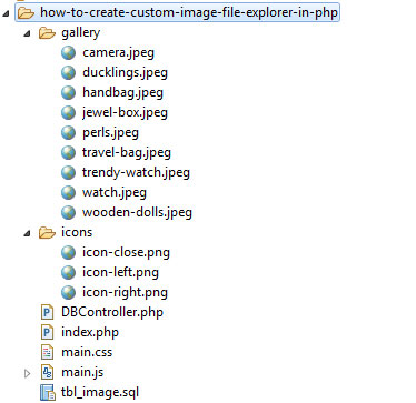 Custom Image File Explorer File Structure