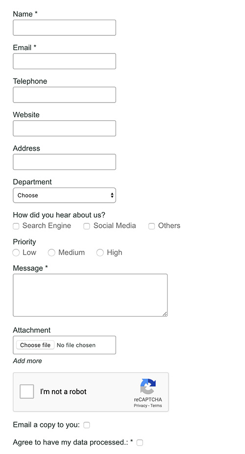 contact form with all fields