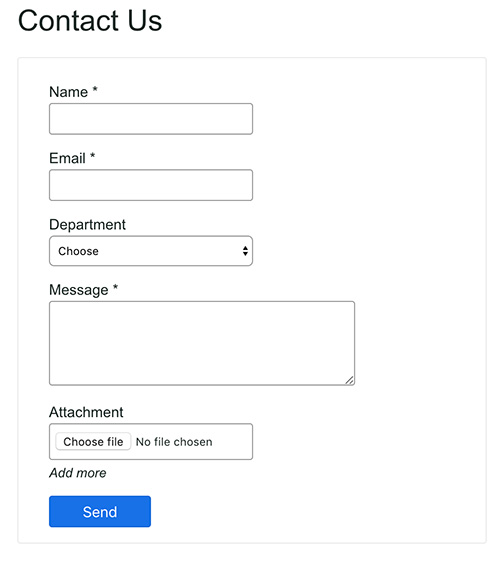 contact form with attachment