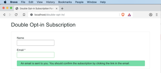 Double Opt-in subscription form UI