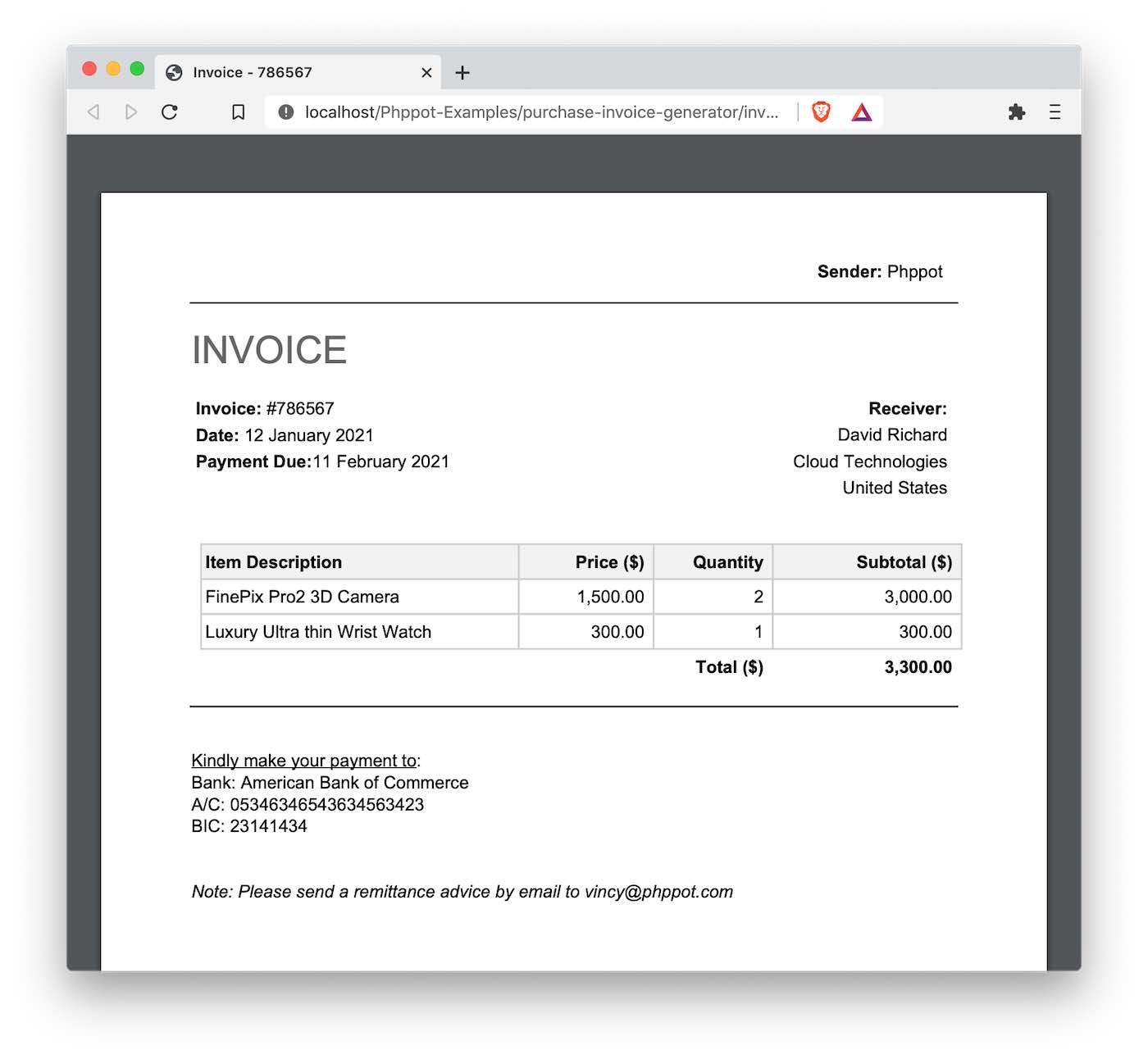 amazon invoice generator