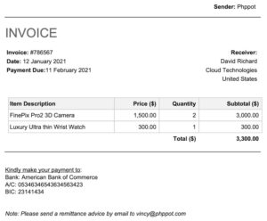 Generate eCommerce Purchase Invoice PDF using PHP Script - Phppot