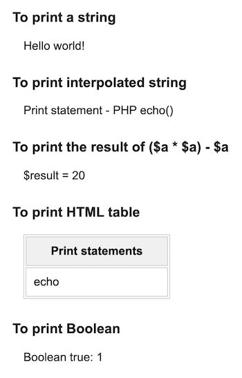 php echo quick example