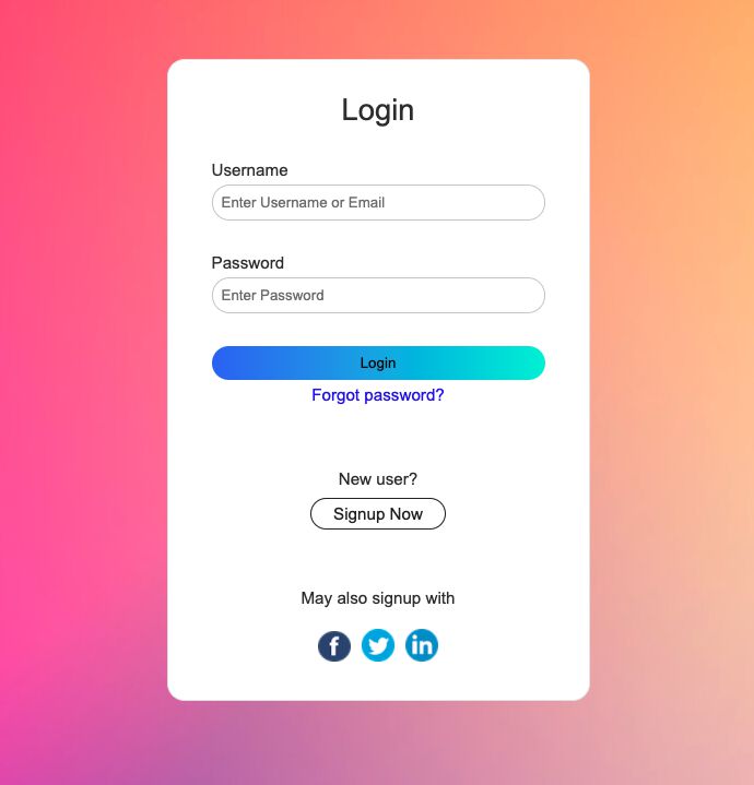 Login screen with Facebook Authentication