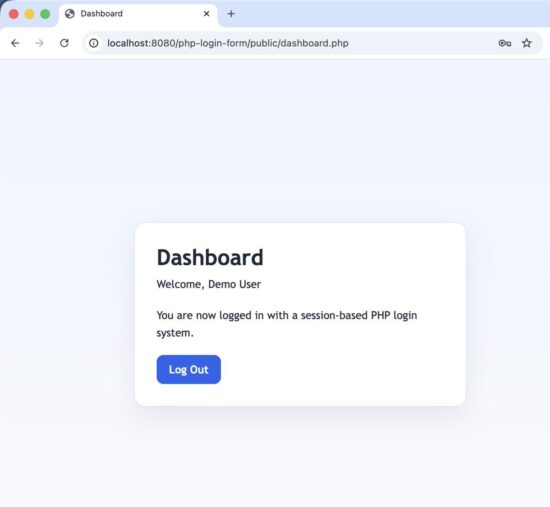 User Dashboard after Login
