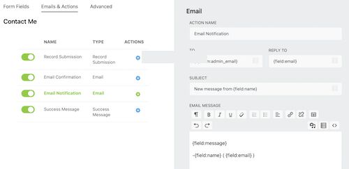 form actions setting