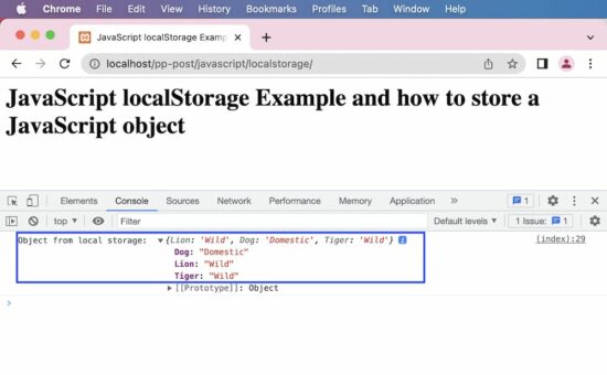 javascript localstorage howto store object
