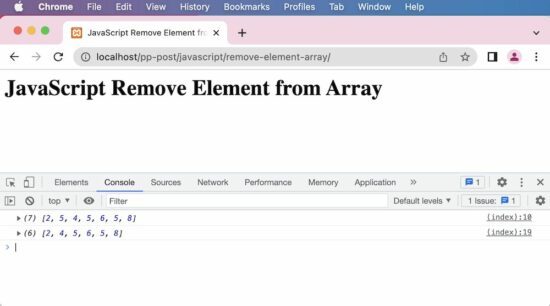 javascript remove element array