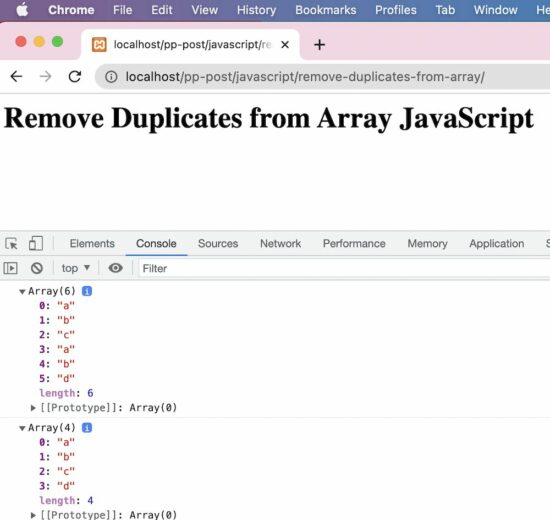 remove duplicates from array javascript