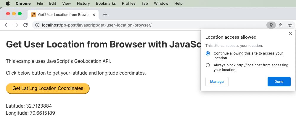 Get User Location From Browser With JavaScript Phppot