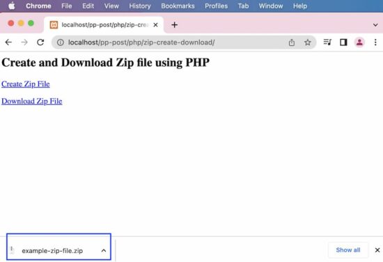 php create zip