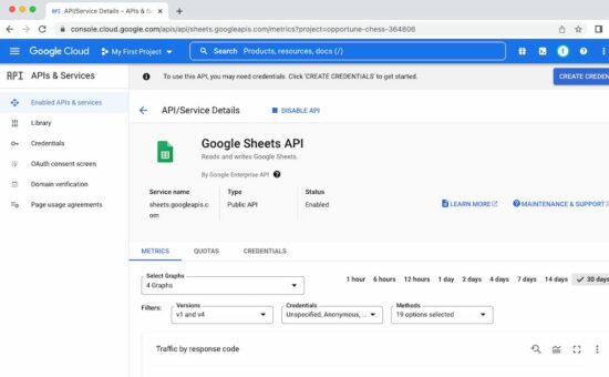 enable google sheets api