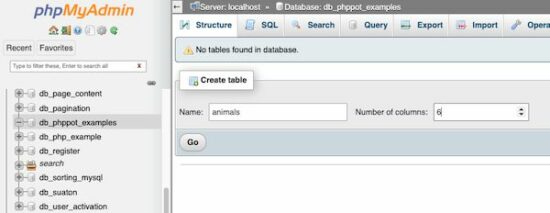 create database table