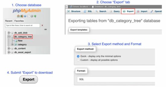 phpmyadmin export database