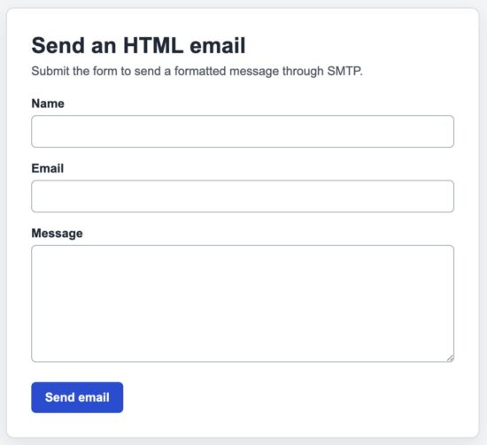 HTML email sent from PHP and displayed in an inbox