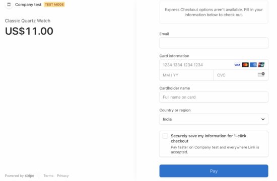 stripe payment hosted checkout page