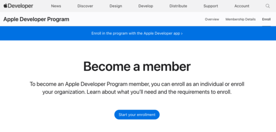 Start Apple Developer Program Enrollment