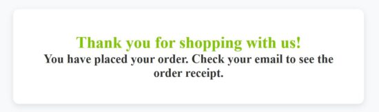 react shopping cart thankyou