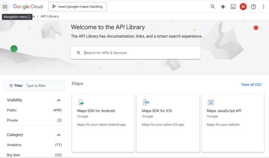 google cloud api library services