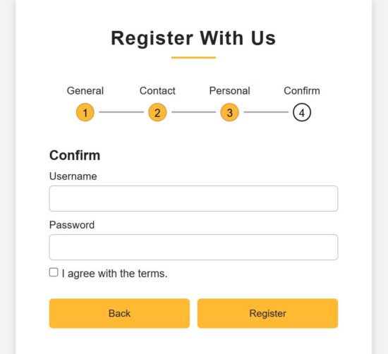 react confirm info form