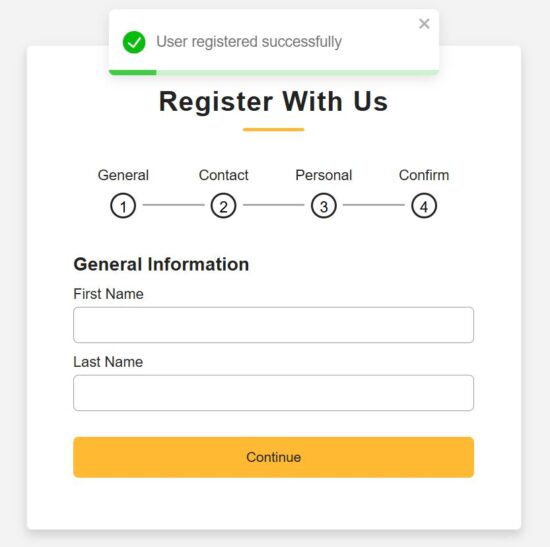 react registered multi step form