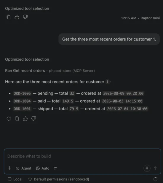VS Code AI connecting to PHP App